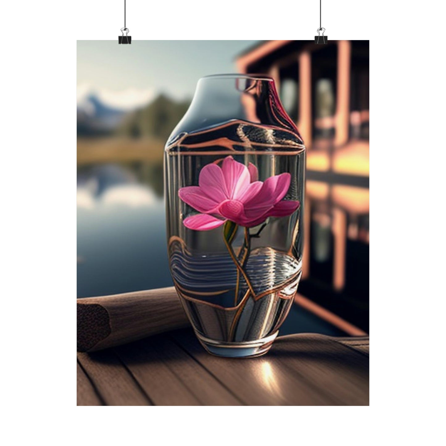 Premium Matte Vertical Posters Magnolia in a Glass vase 3