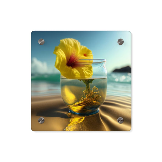 Acrylic Wall Art Panels Yellow Hibiscus glass 1