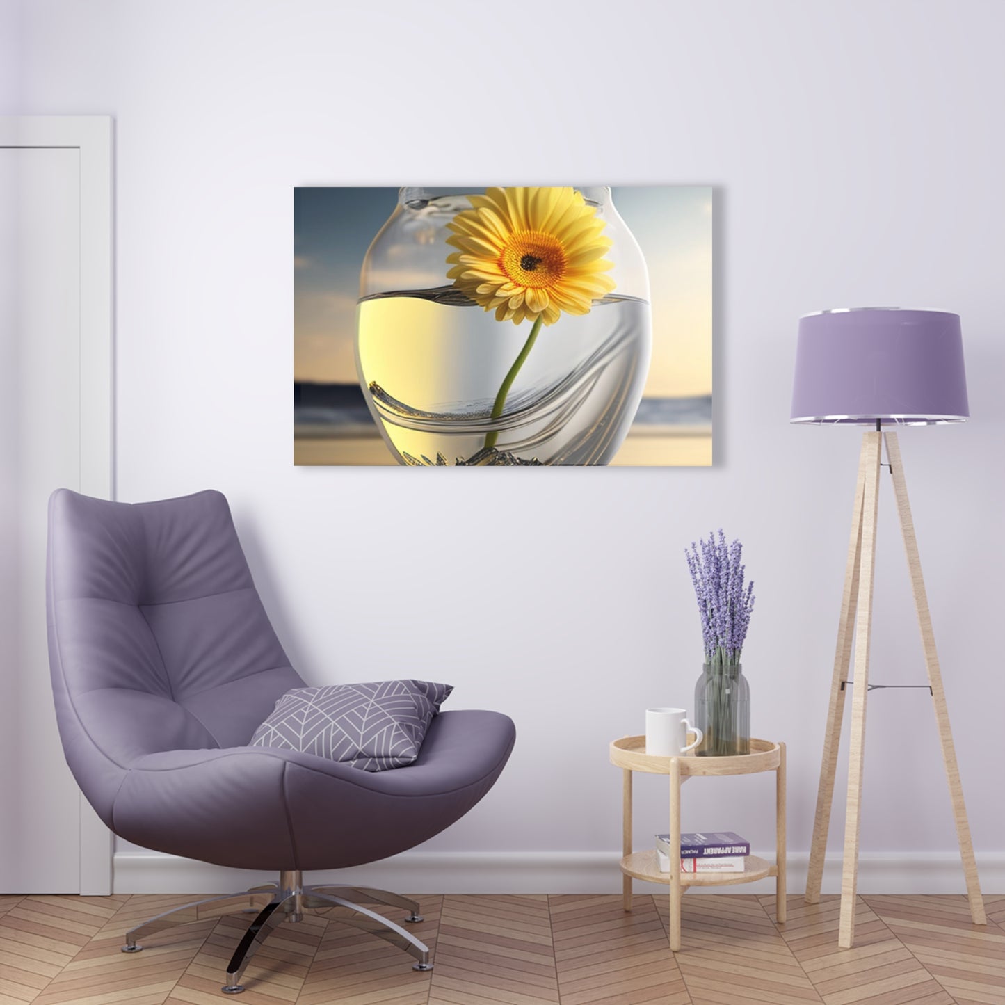 Acrylic Prints yello Gerbera glass 1