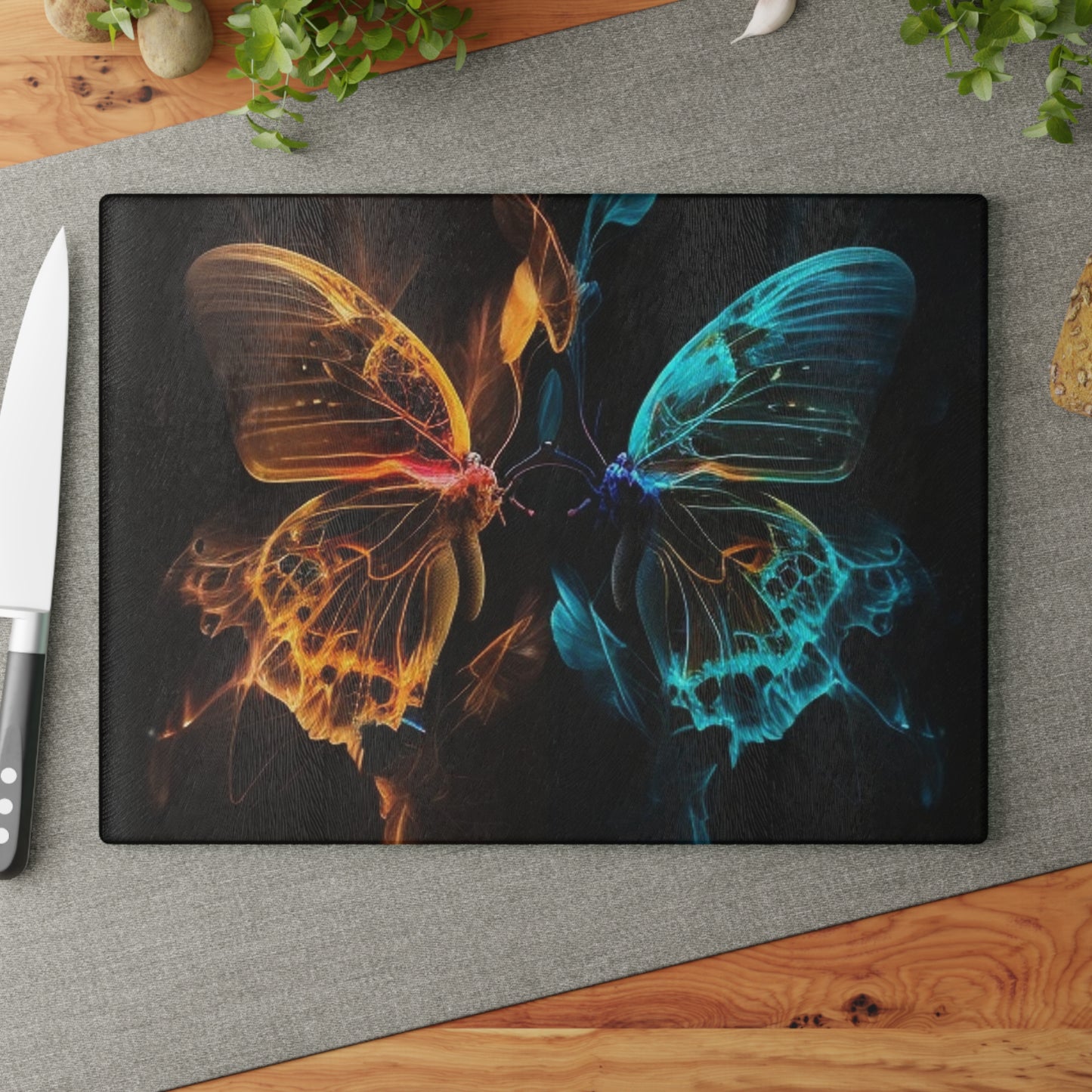 Glass Cutting Board Kiss Neon Butterfly 2