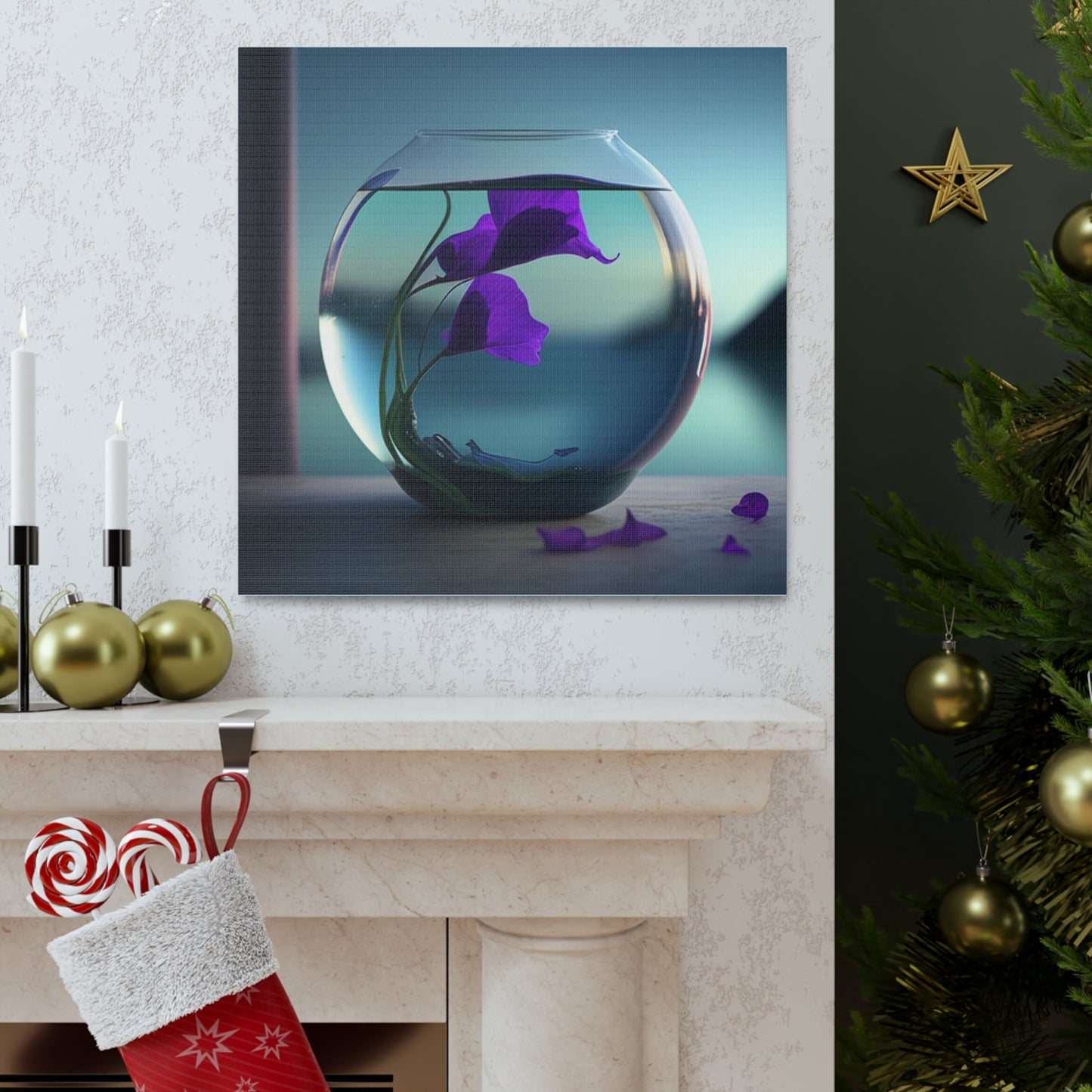 Canvas Gallery Wraps Purple Sweet pea in a vase 2