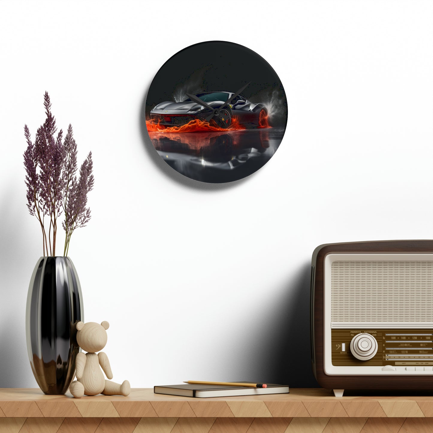 Acrylic Wall Clock Ferrari Water Splash 3