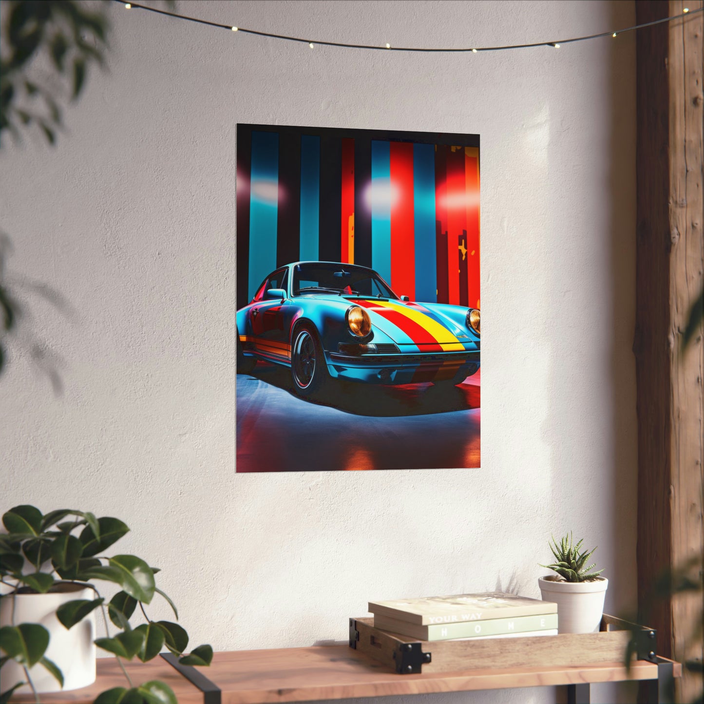 Premium Matte Vertical Posters Macro American Flag Porsche 3