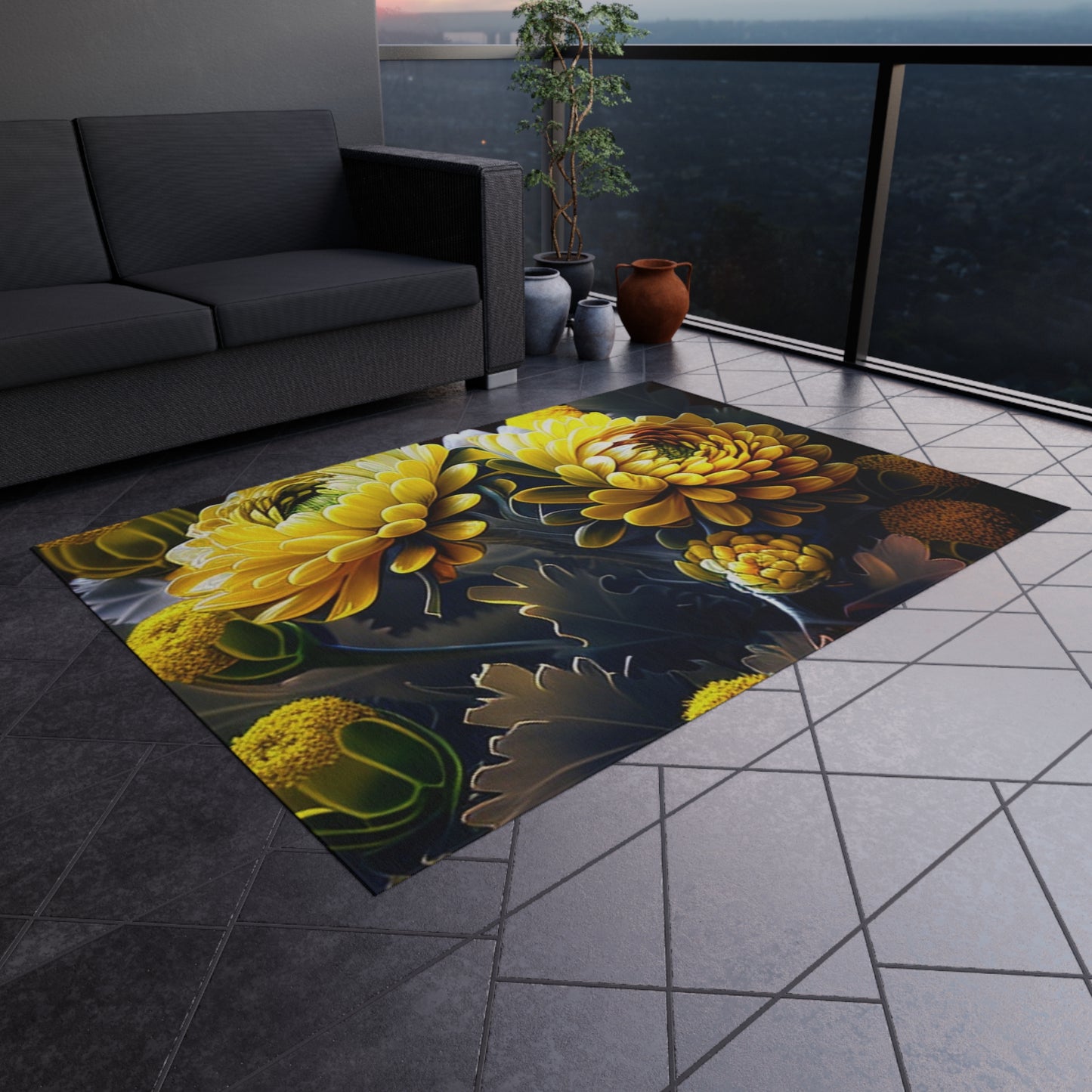 Outdoor Rug  Yellow Hermosas Flores Amarillas 3