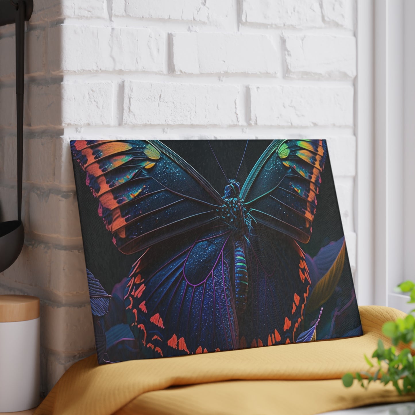 Glass Cutting Board Hue Neon Butterfly 3