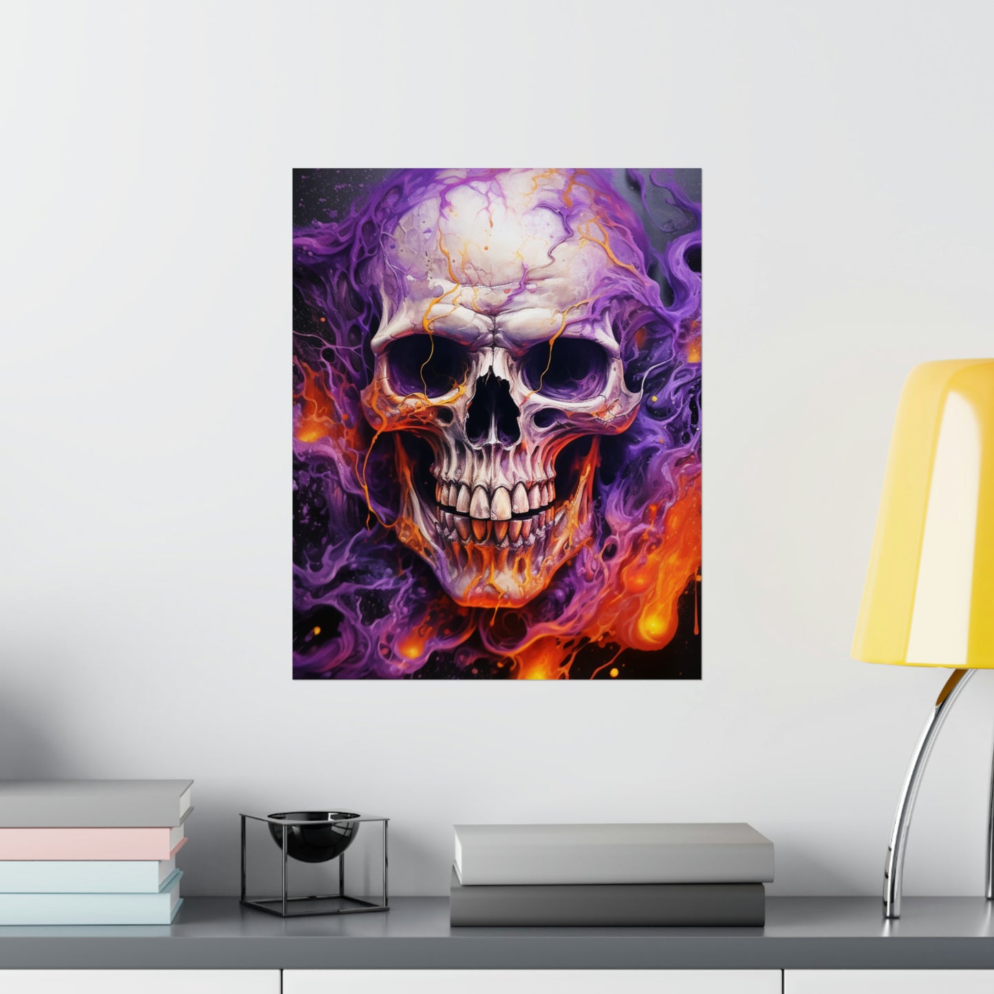 Premium Matte Vertical Posters Skull Flames 2