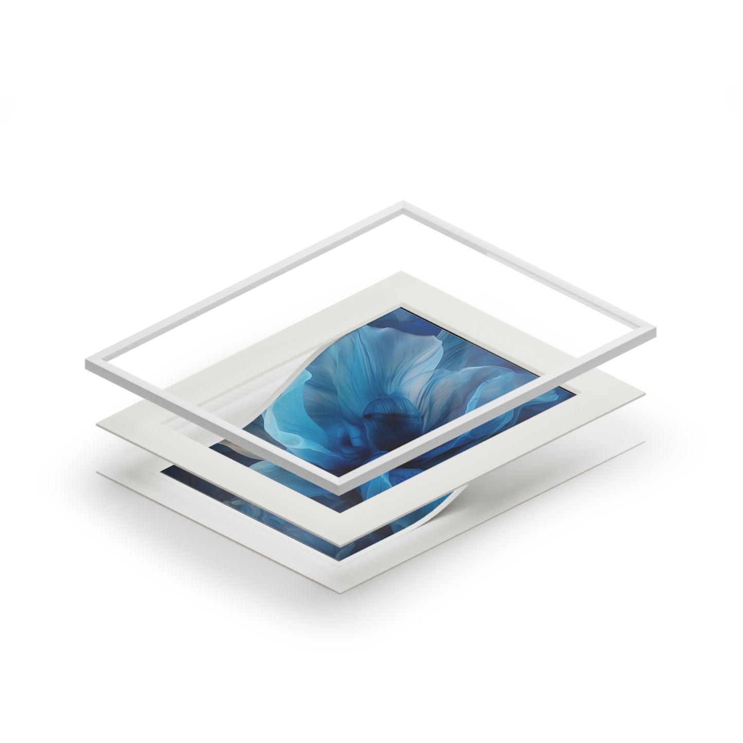 Fine Art Prints (Passepartout Paper Frame) Blue Tluip Abstract 2