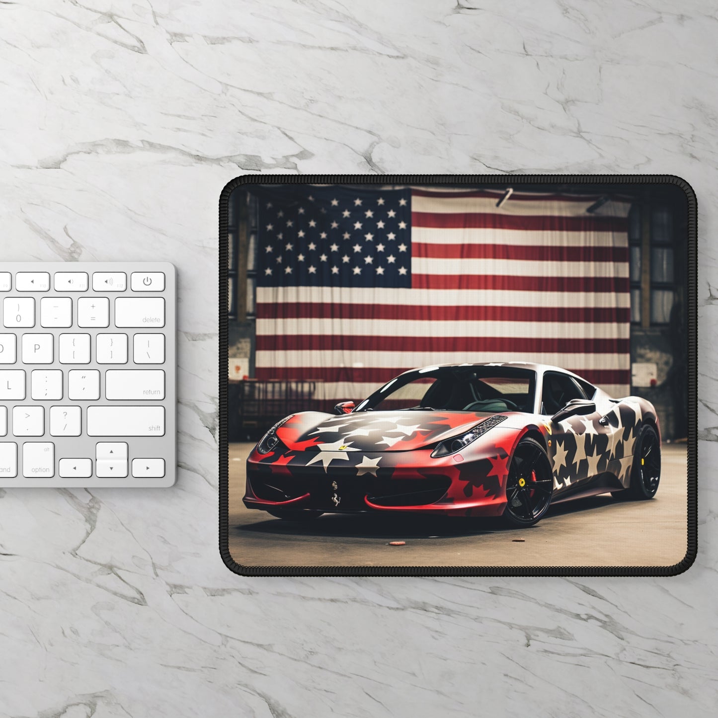 Gaming Mouse Pad  American Flag Farrari 1