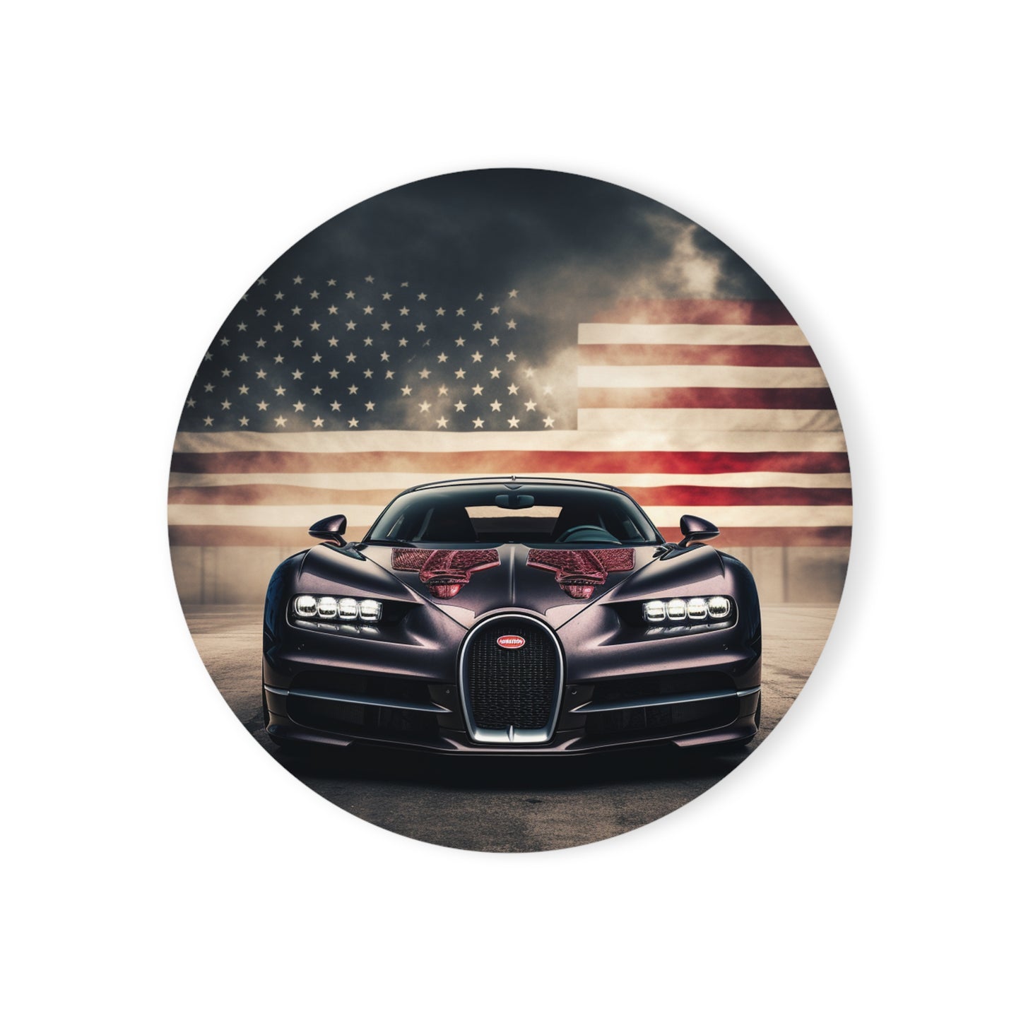 Cork Back Coaster American Flag Background Bugatti 2