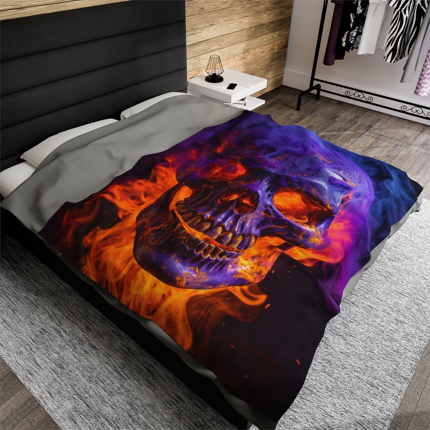 Velveteen Plush Blanket Macro Skull 1