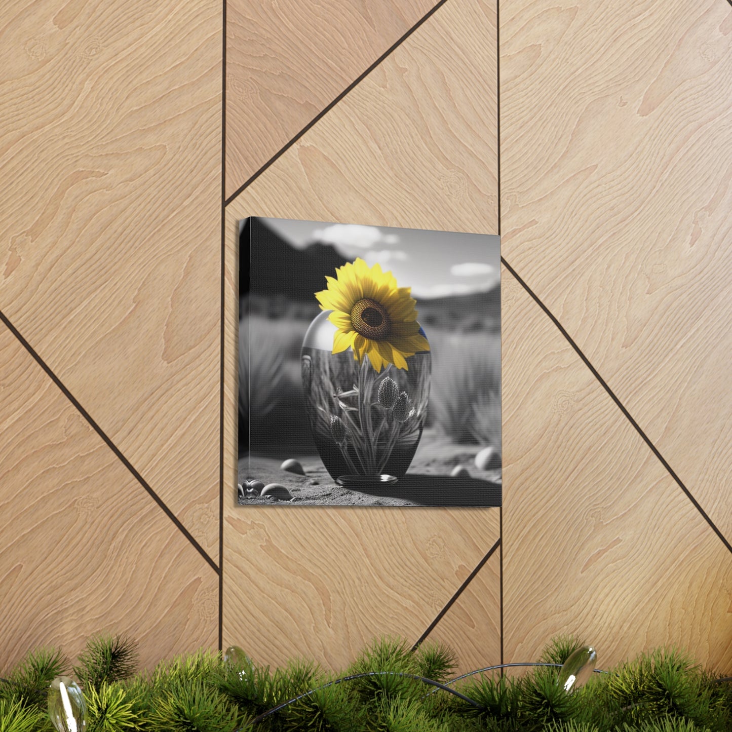 Canvas Gallery Wraps Yellw Sunflower in a vase 3