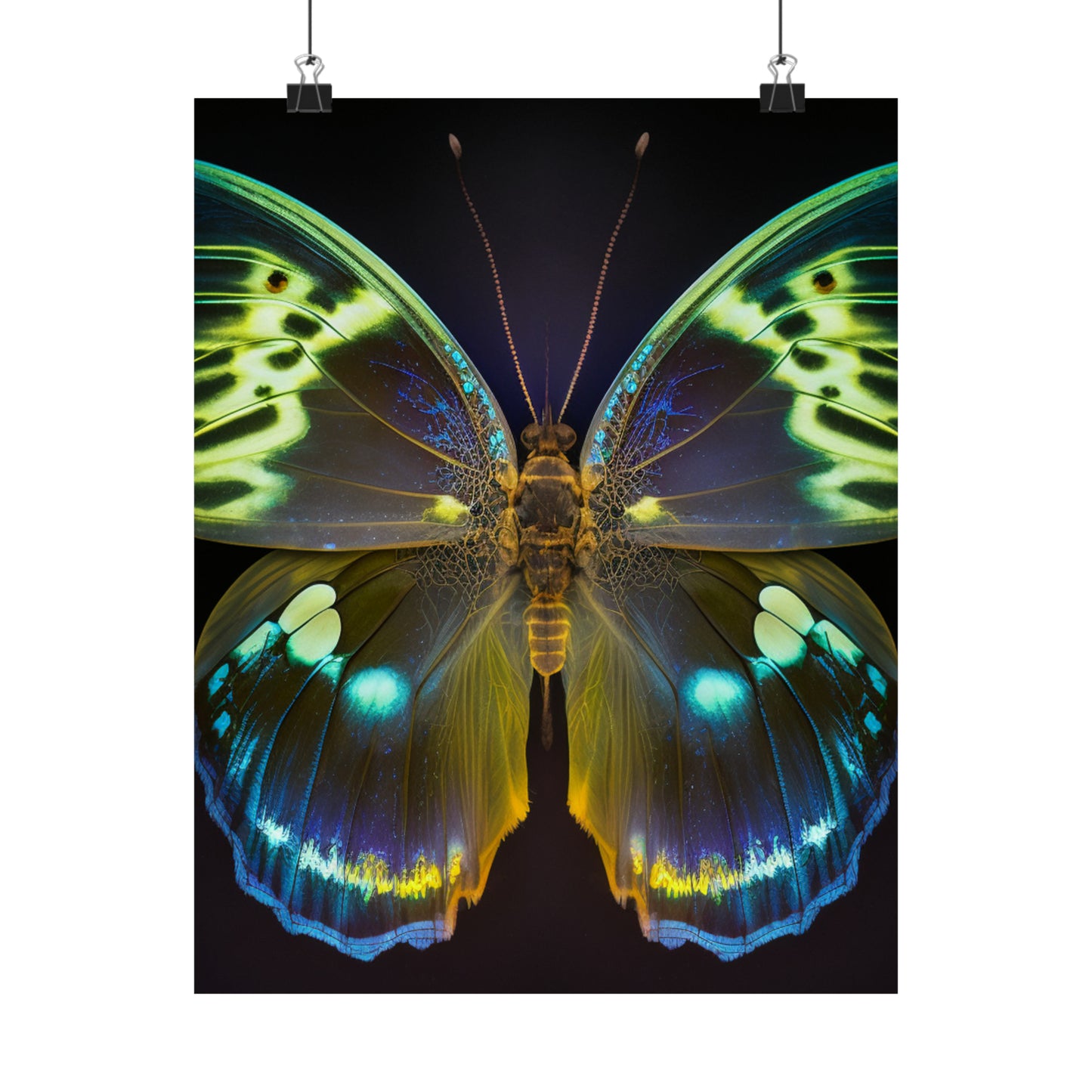 Premium Matte Vertical Posters Neon Hue Butterfly 1