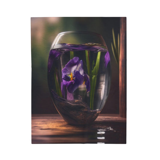 Velveteen Plush Blanket Purple Iris in a vase 4