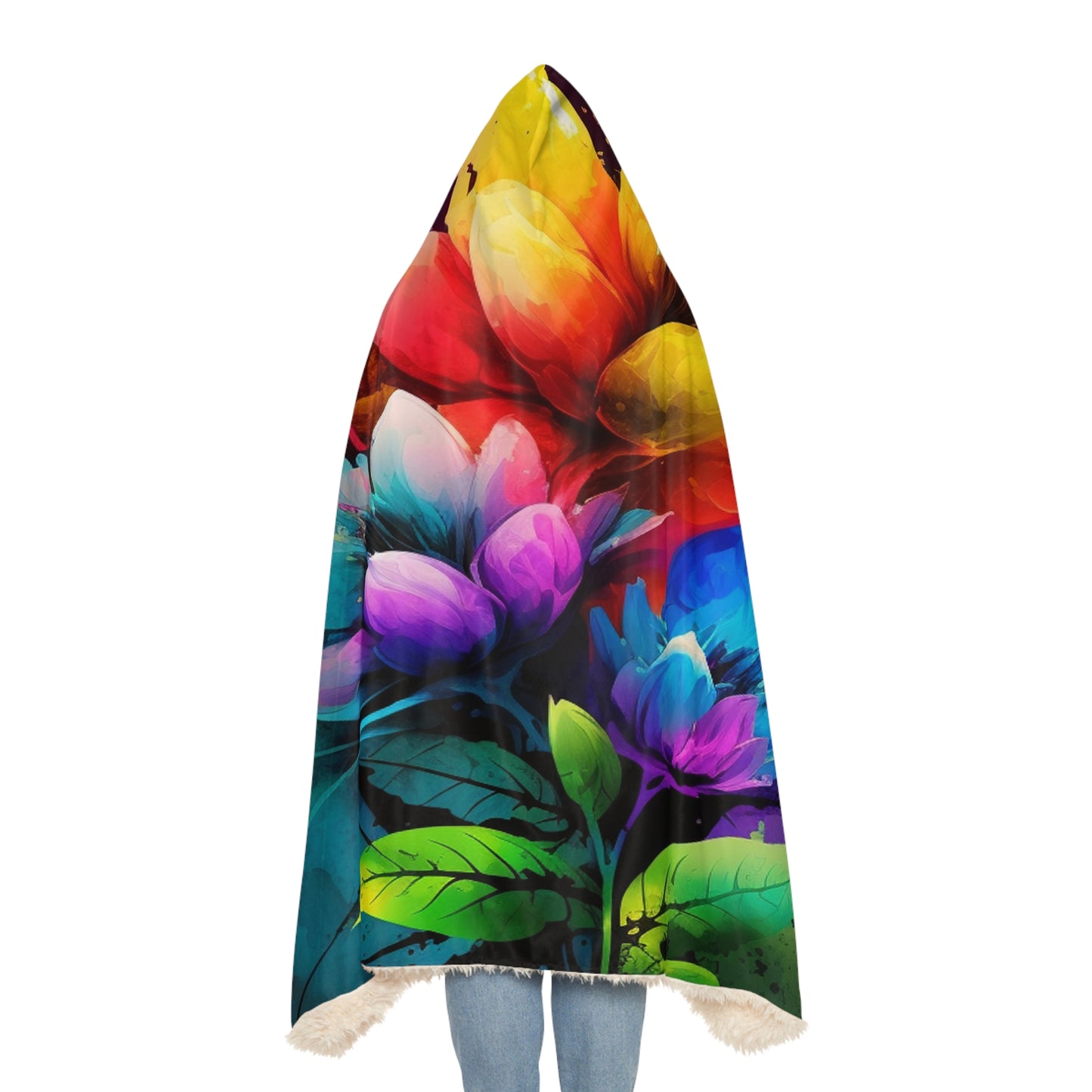 Snuggle Hooded Blanket Bright Spring Flowers 3