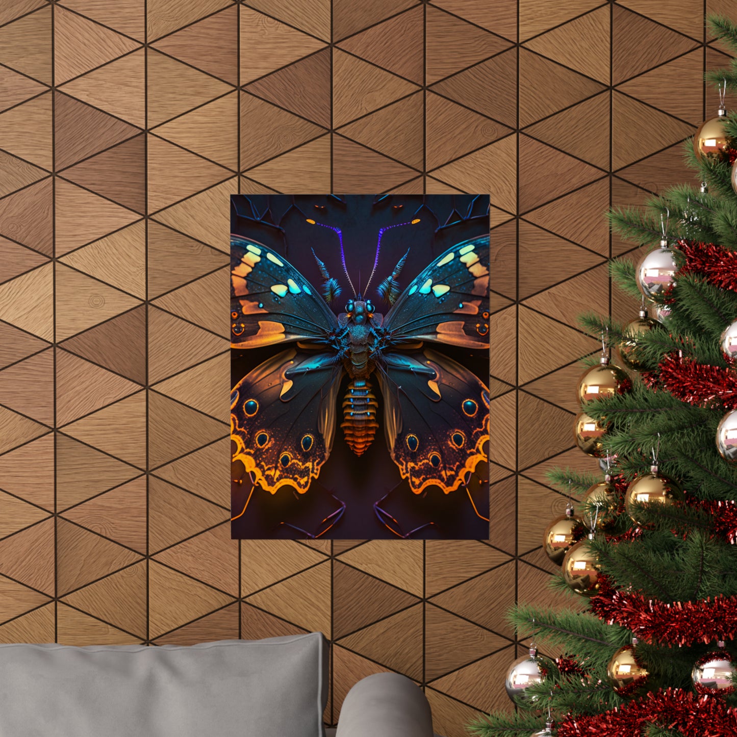 Premium Matte Vertical Posters Neon Hue Butterfly 2