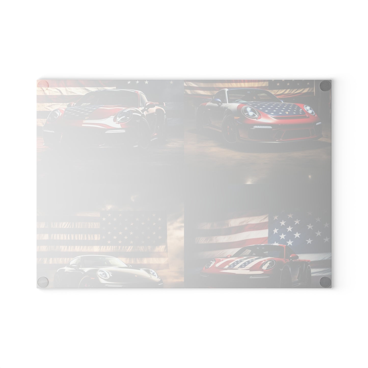 Glass Cutting Board American Flag Background Porsche 5