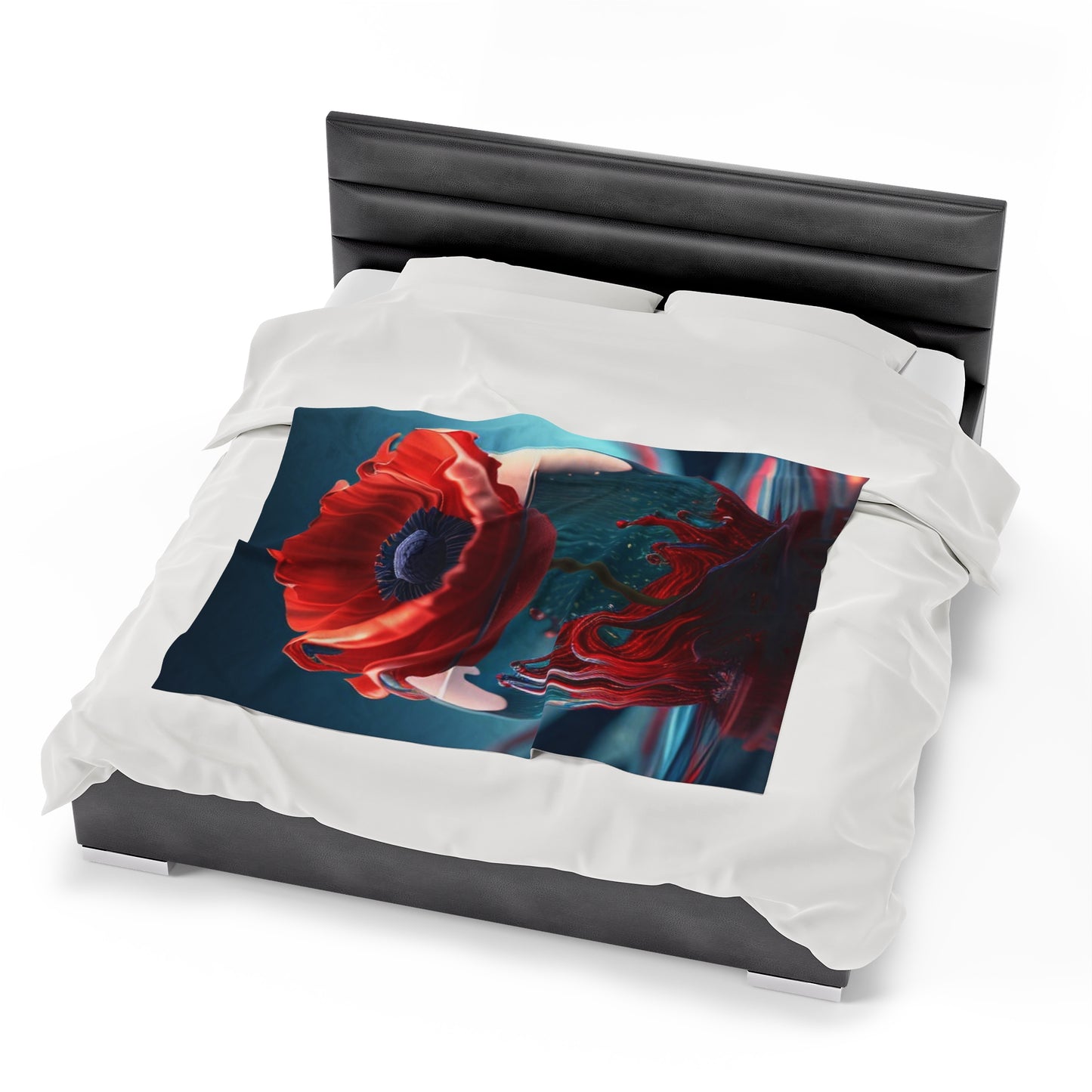 Velveteen Plush Blanket Red Anemone in a Vase 2