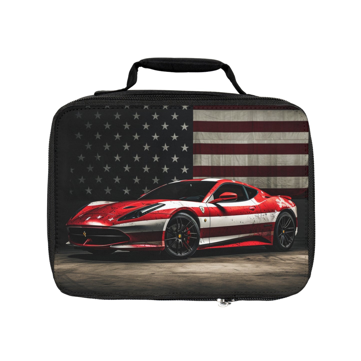 Lunch Bag American Flag Background Ferrari 1