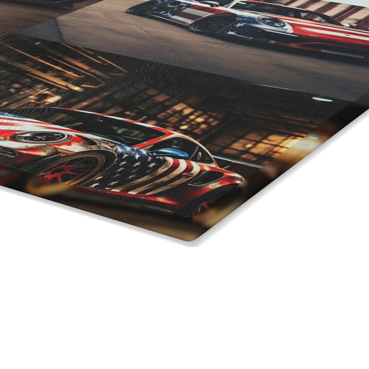 Glass Cutting Board American Flag Porsche 5