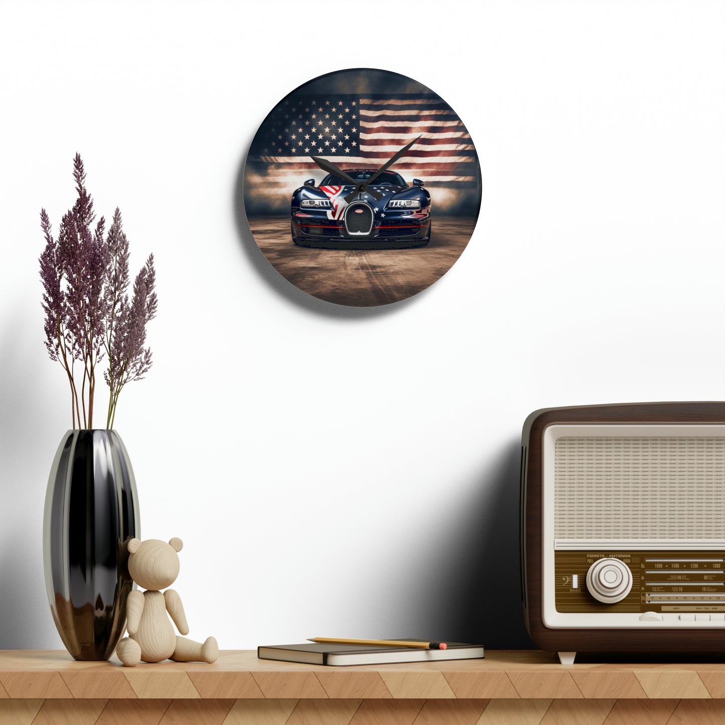 Acrylic Wall Clock Bugatti American Flag 2