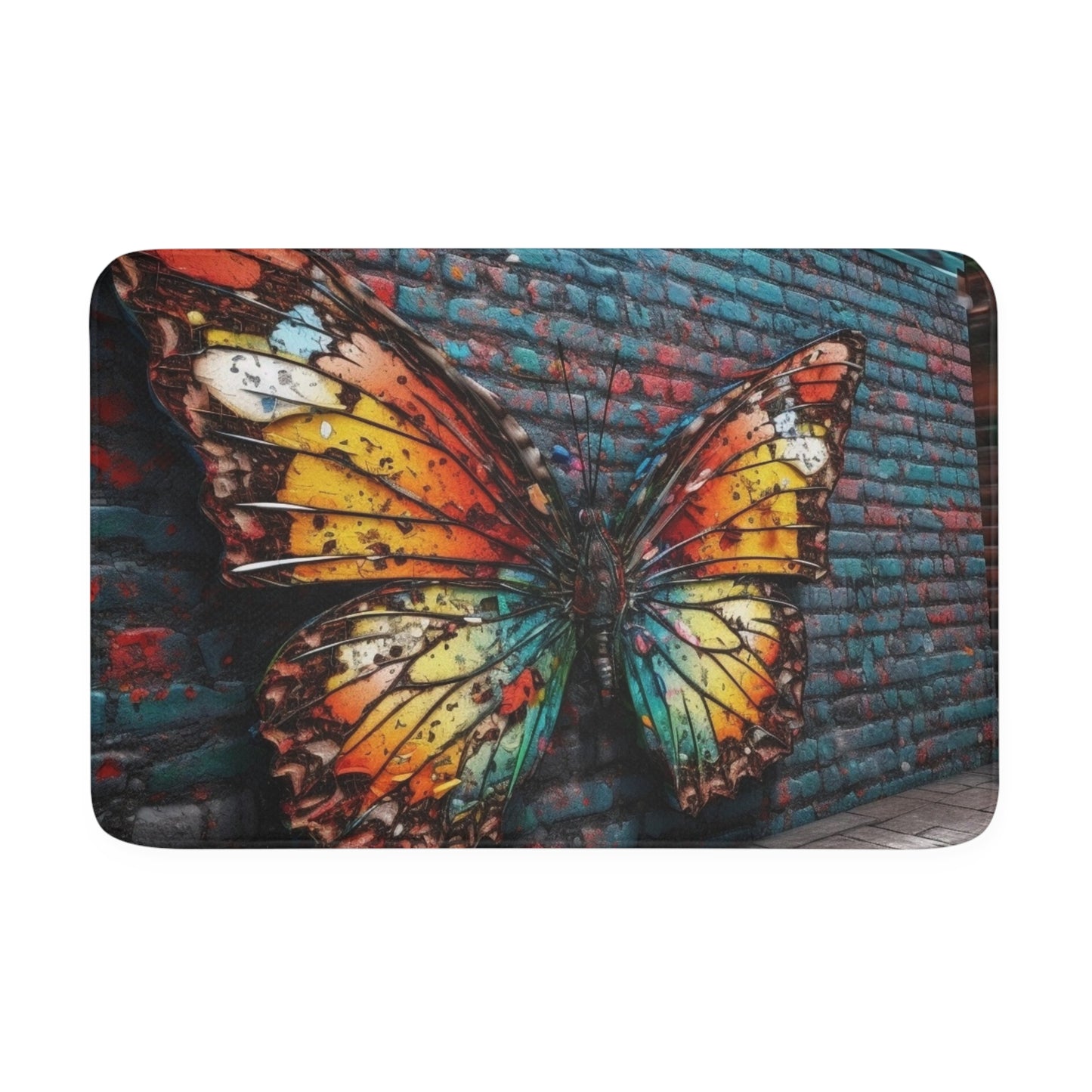 Memory Foam Bath Mat Liquid Street Butterfly 2