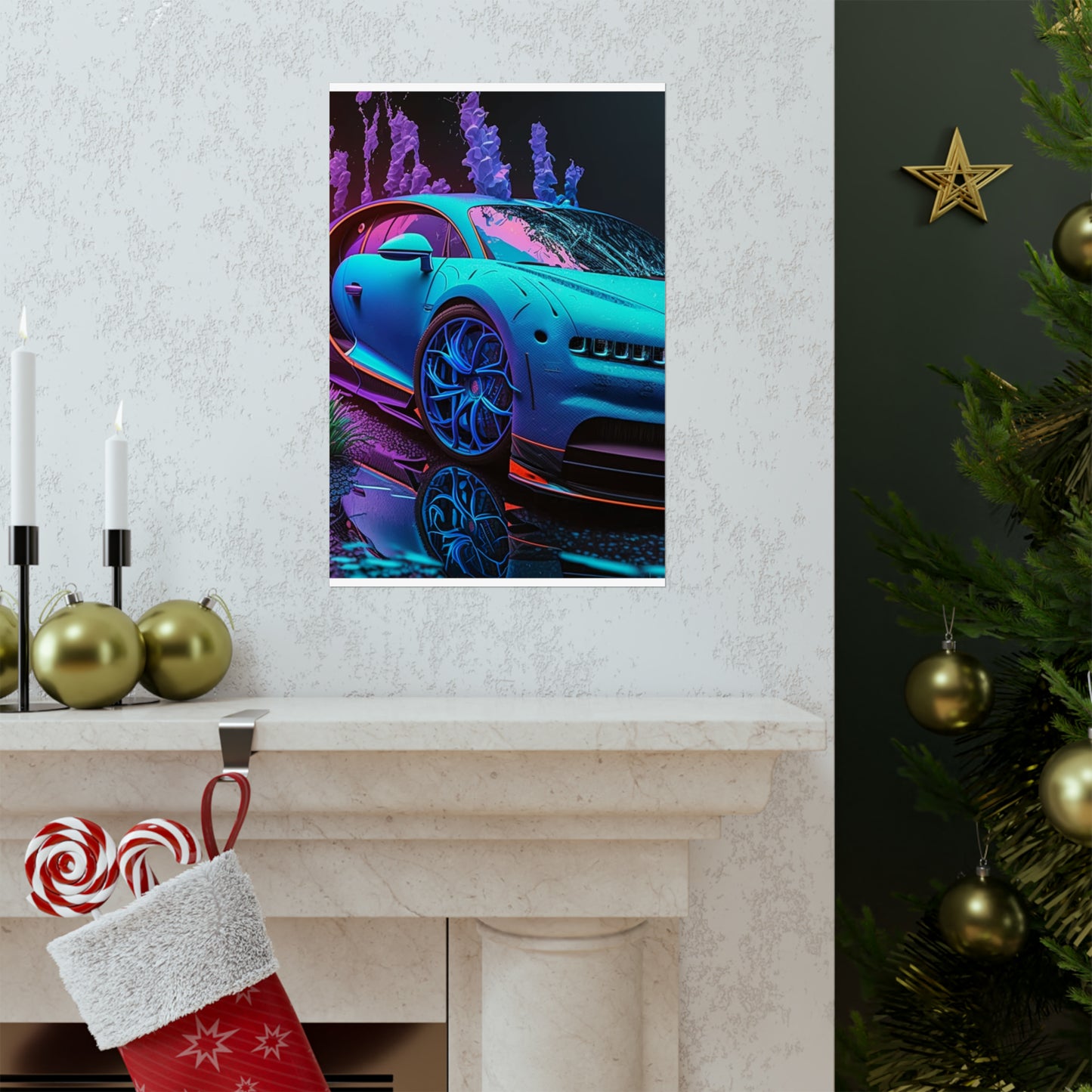 Premium Matte Vertical Posters Bugatti Neon Chiron 2