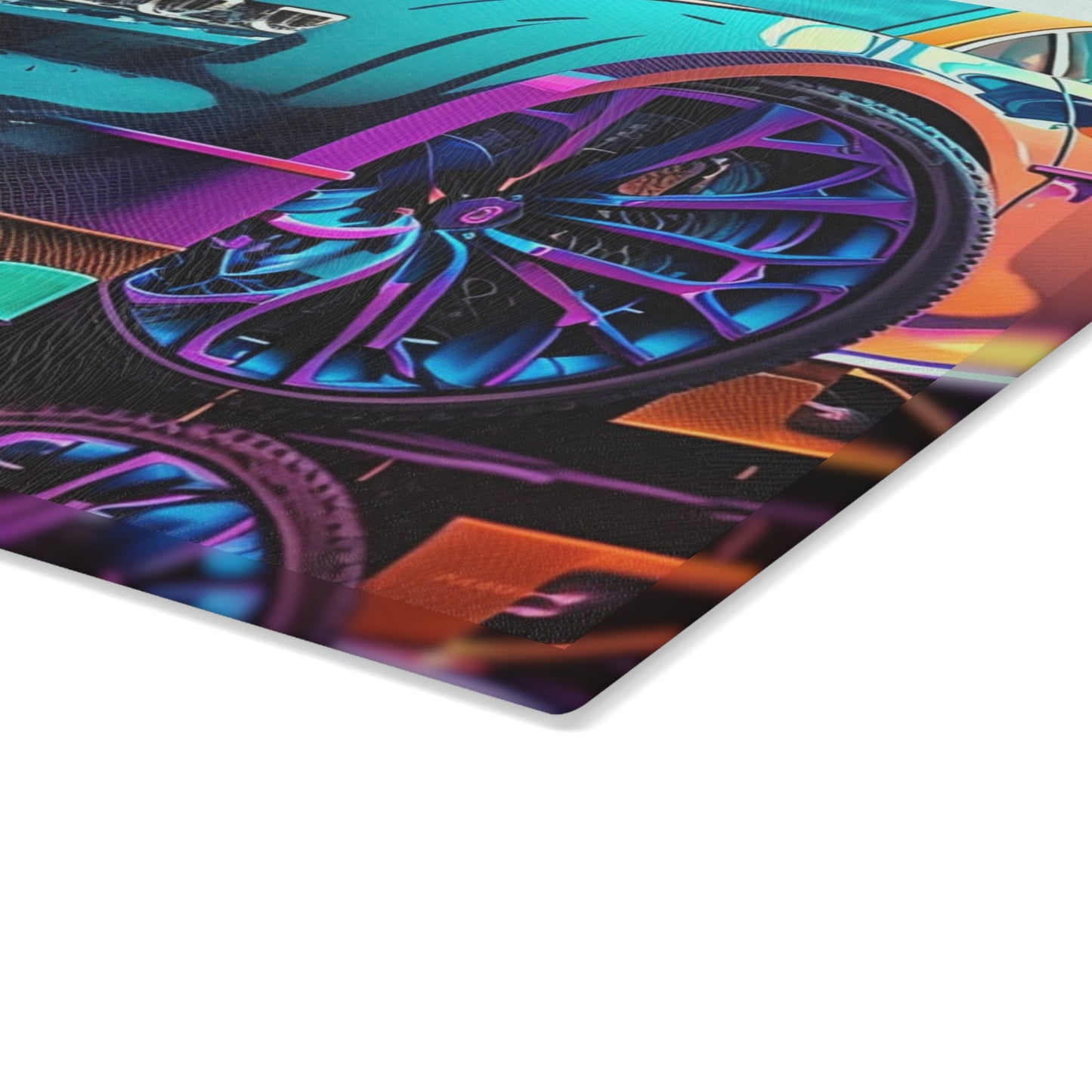 Glass Cutting Board Bugatti Neon Chiron 1