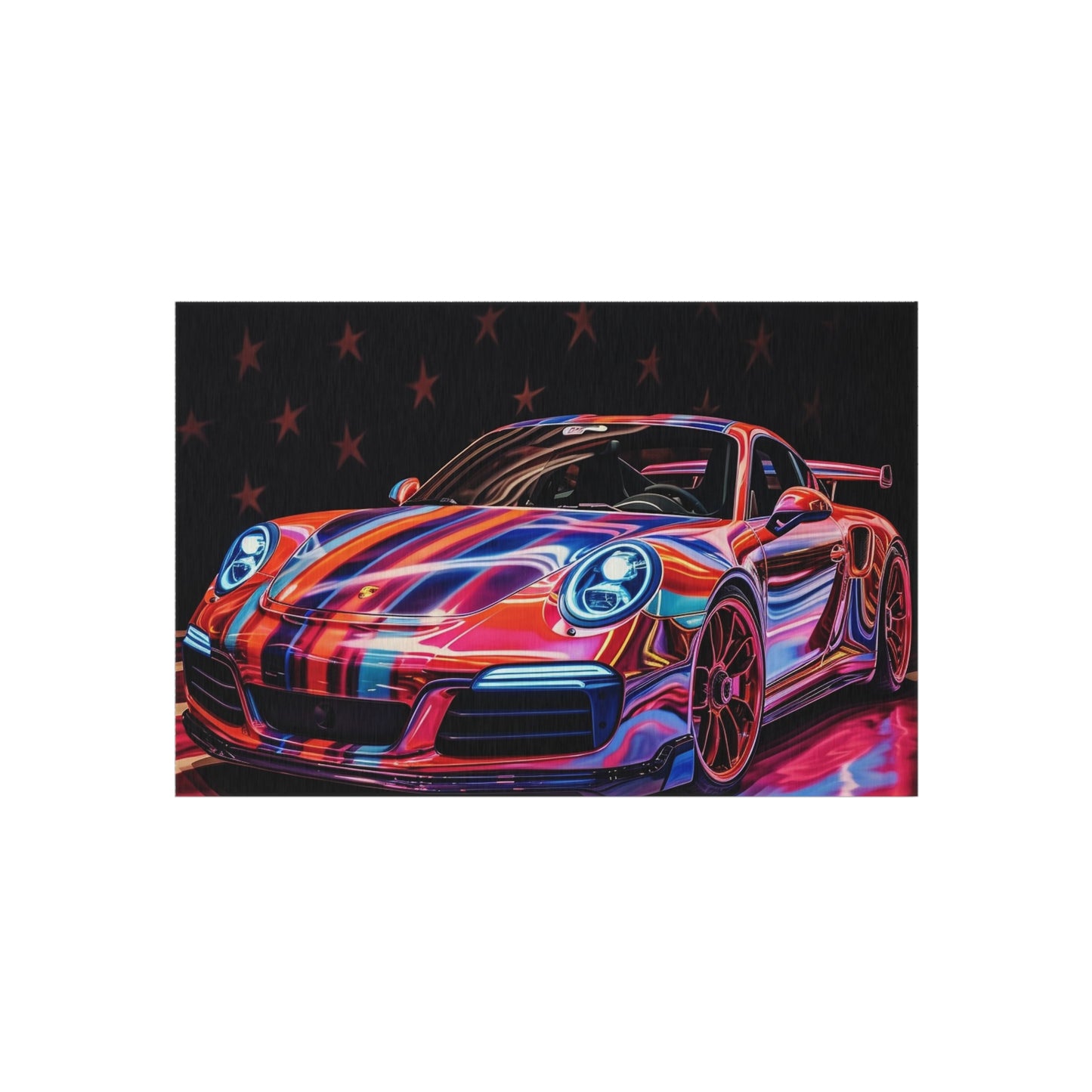 Outdoor Rug  American Flag Colored Porsche 4