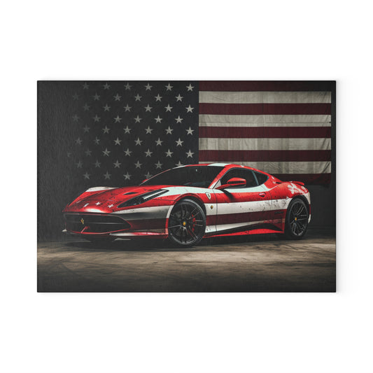 Glass Cutting Board American Flag Background Ferrari 1