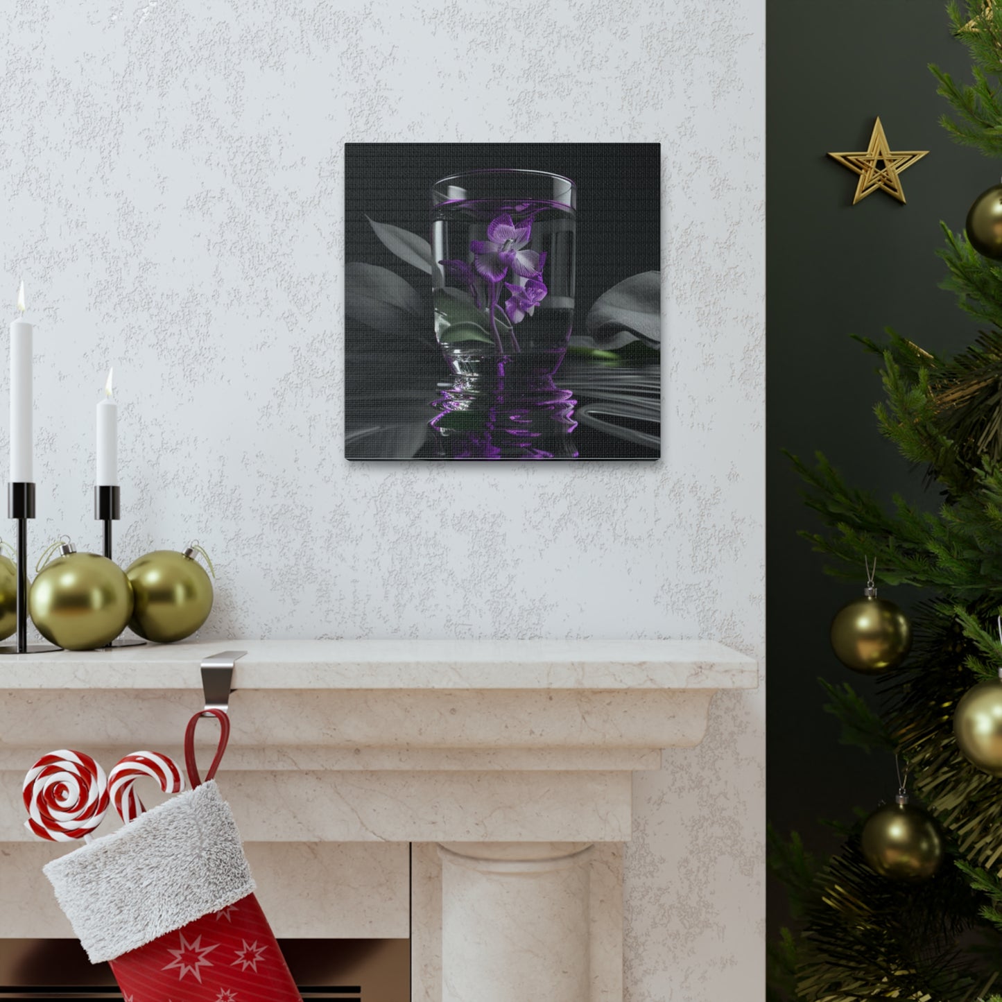 Canvas Gallery Wraps Purple Orchid Glass vase 1