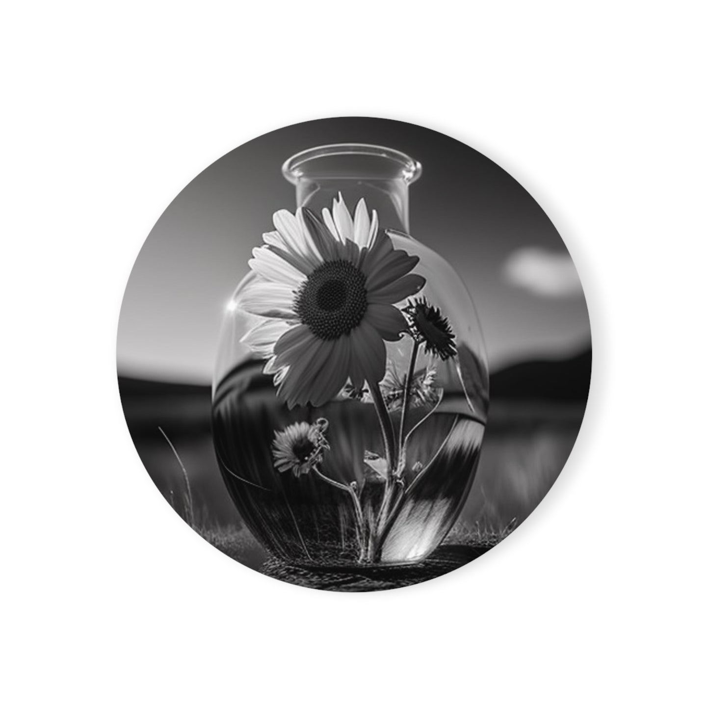 Cork Back Coaster Yellw Sunflower in a vase 4