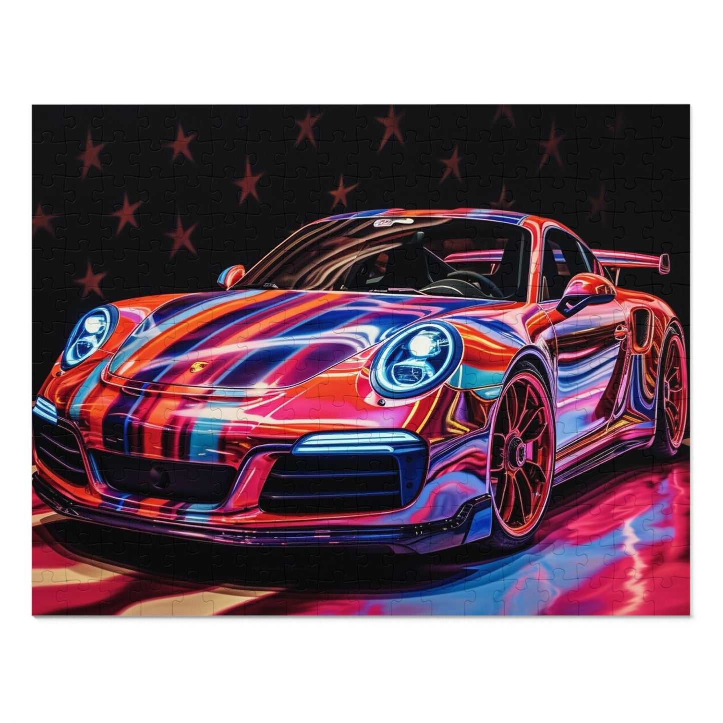 Jigsaw Puzzle (30, 110, 252, 500,1000-Piece) American Flag Colored Porsche 3