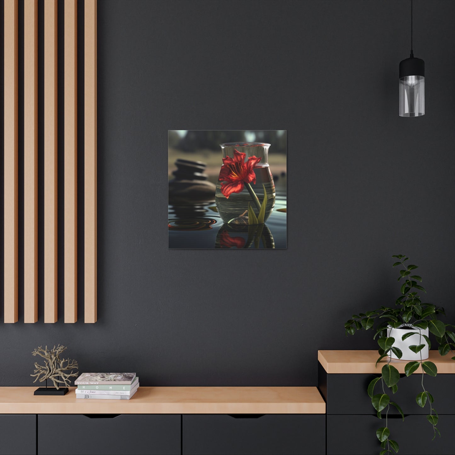Canvas Gallery Wraps Red Lily in a Glass vase 4