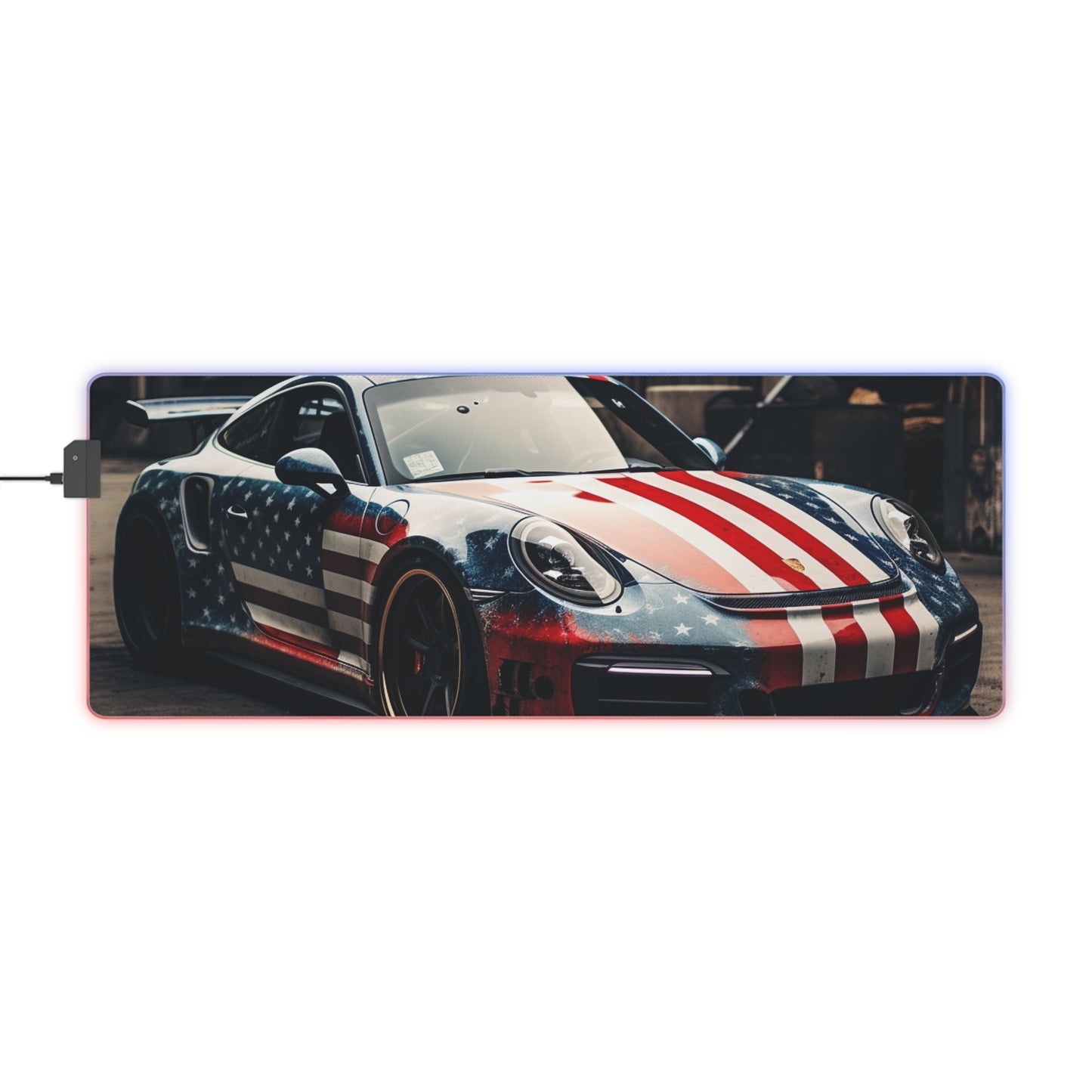 LED Gaming Mouse Pad American Flag Porsche 3