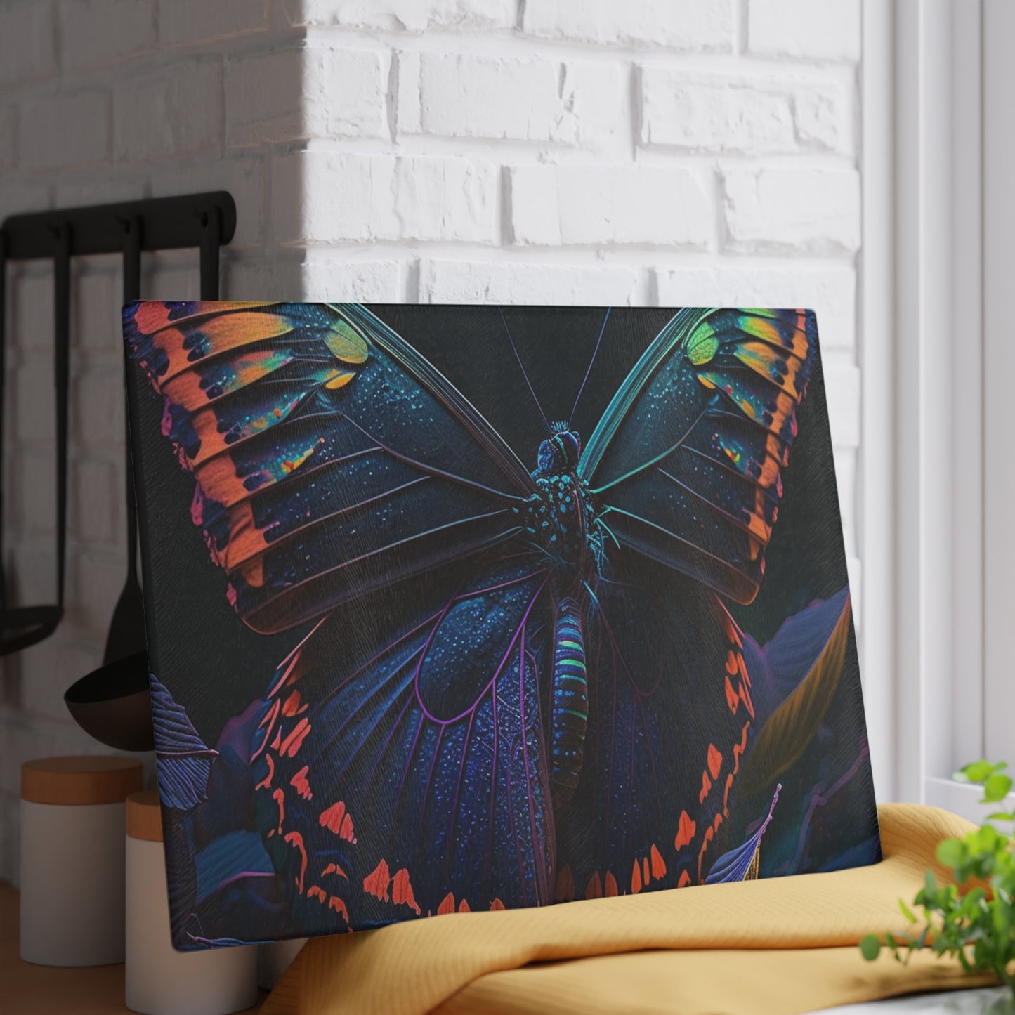 Glass Cutting Board Hue Neon Butterfly 3