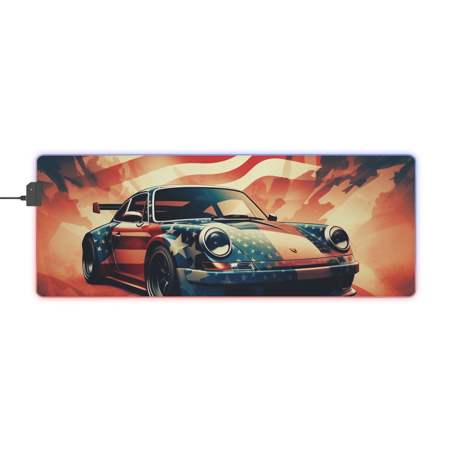 LED Gaming Mouse Pad Abstract American Flag Background Porsche 4