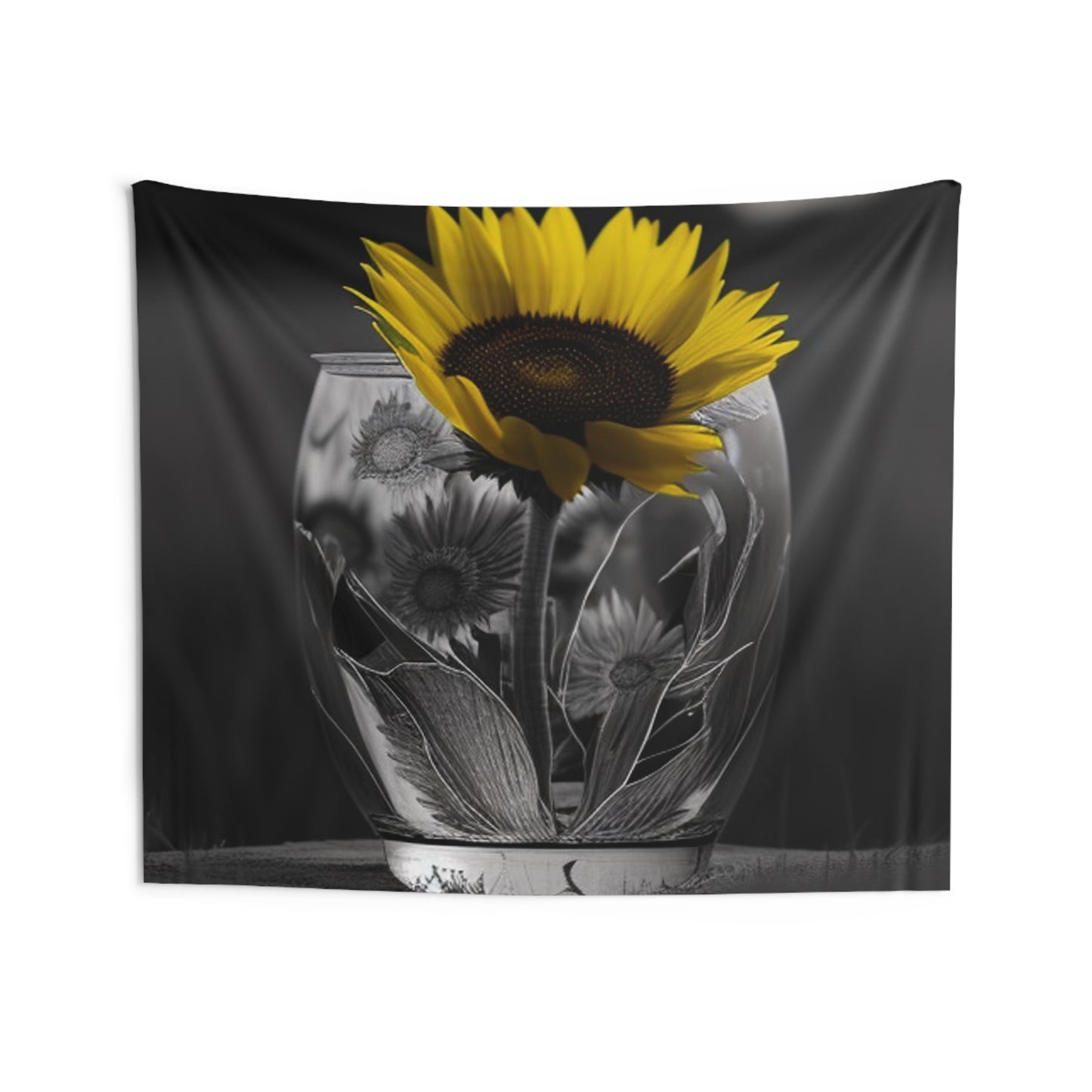 Indoor Wall Tapestries Yellw Sunflower in a vase 1