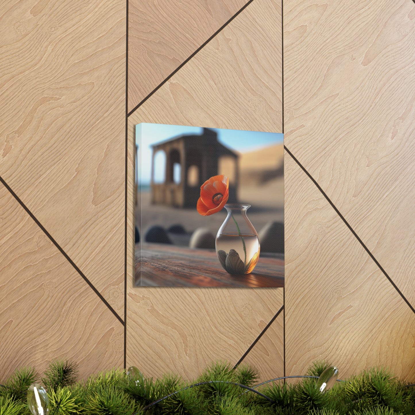 Canvas Gallery Wraps Poppy in a Glass Vase 1