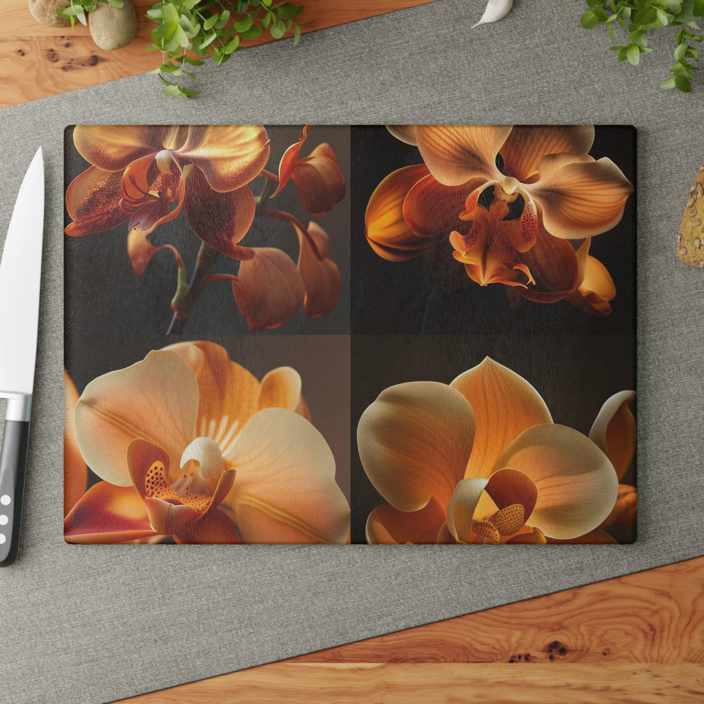 Glass Cutting Board Orange Orchid 5