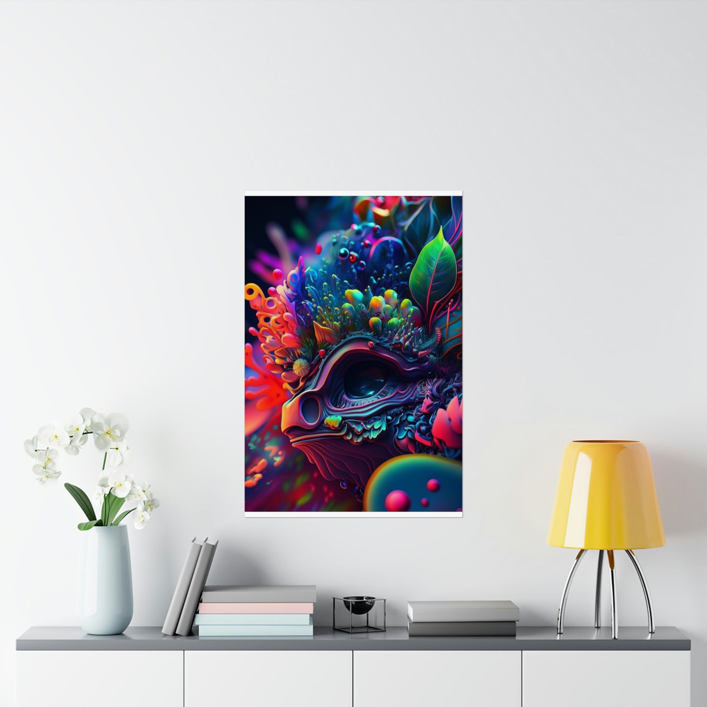 Premium Matte Vertical Posters Florescent Skull Death 2