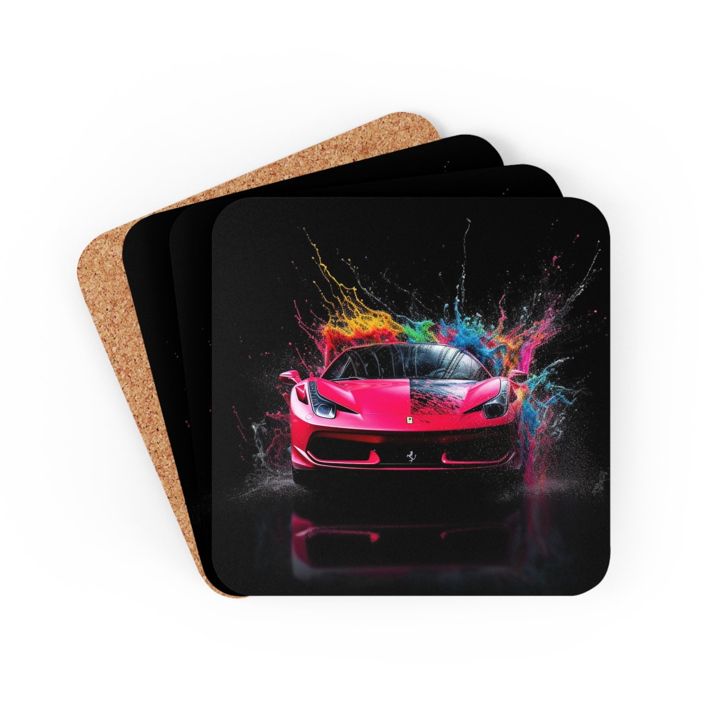 Corkwood Coaster Set Ferrari Water Splash 2