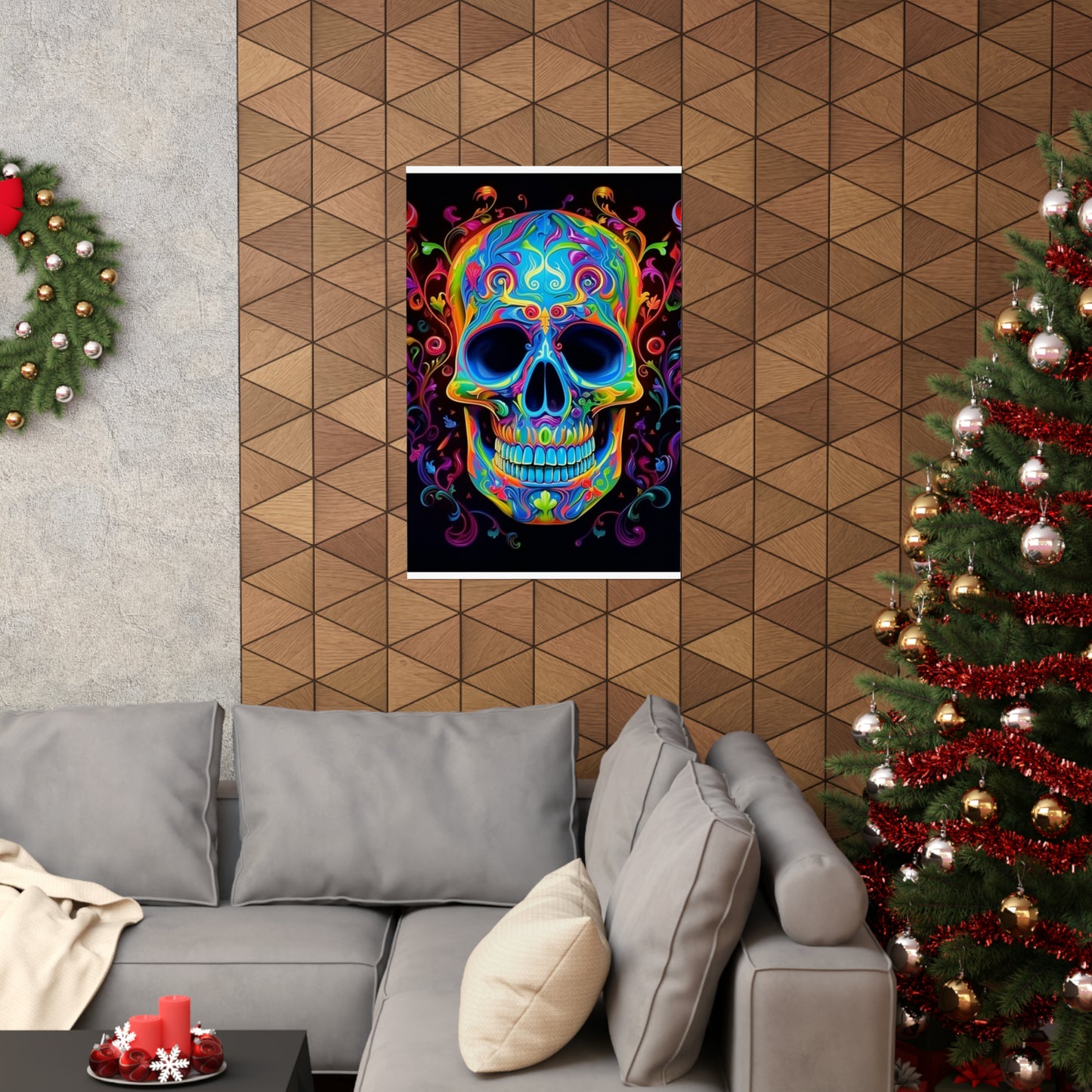Premium Matte Vertical Posters Macro Skull Color 4