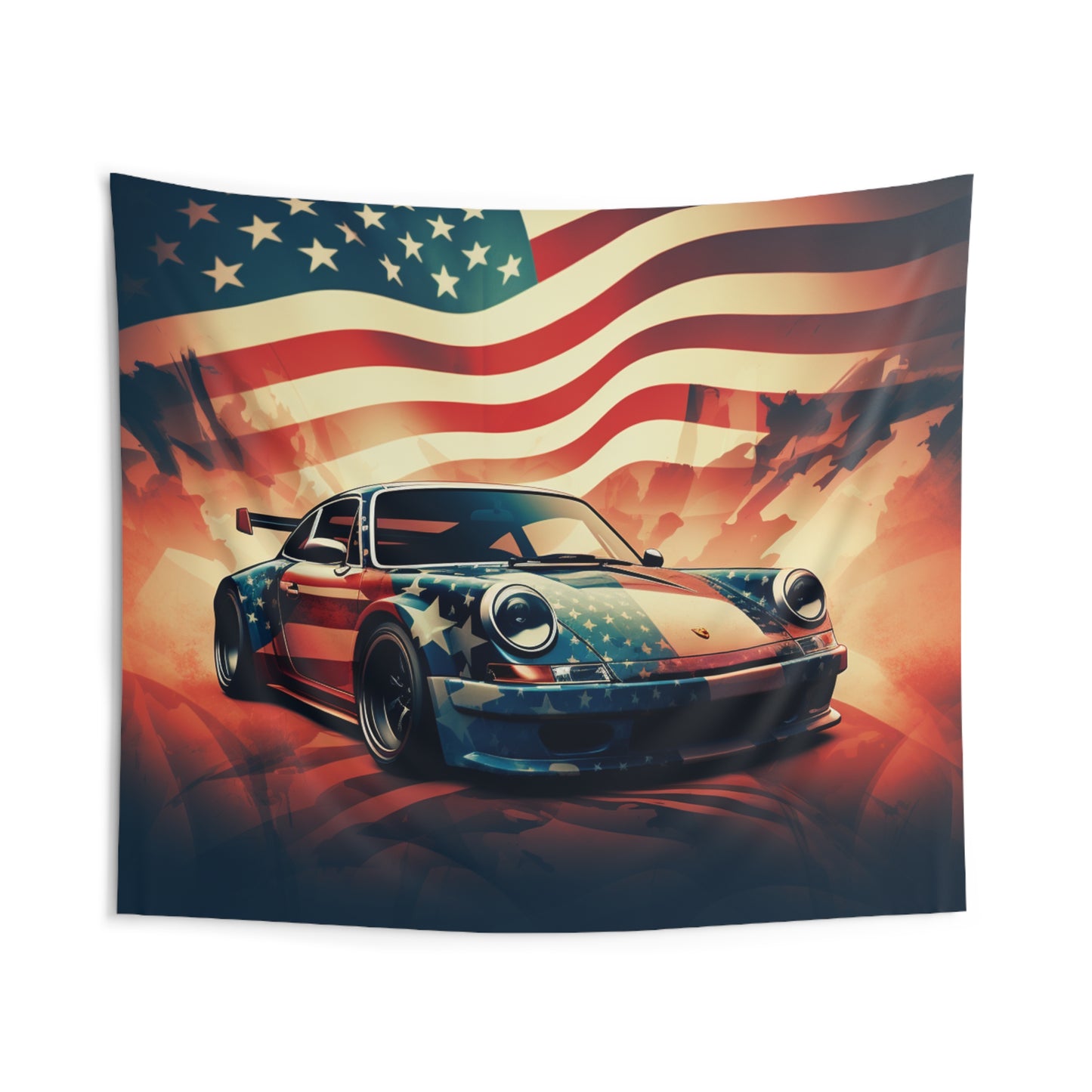 Indoor Wall Tapestries Abstract American Flag Background Porsche 4