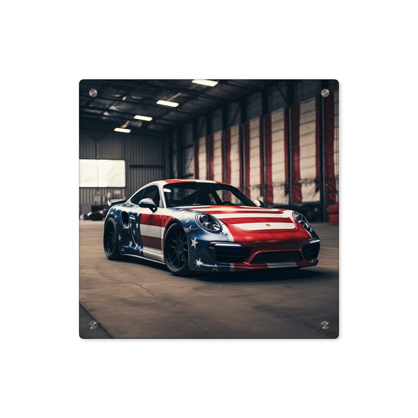 Acrylic Wall Art Panels American Flag Porsche 2