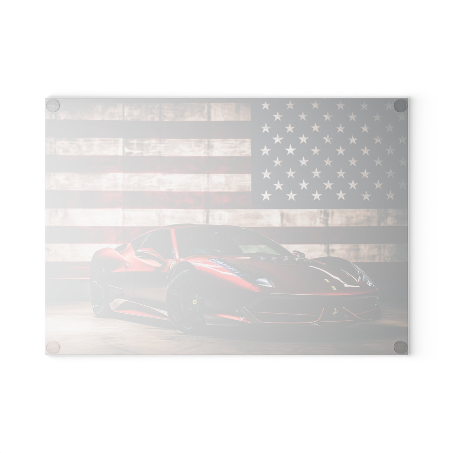 Glass Cutting Board American Flag Background Ferrari 4