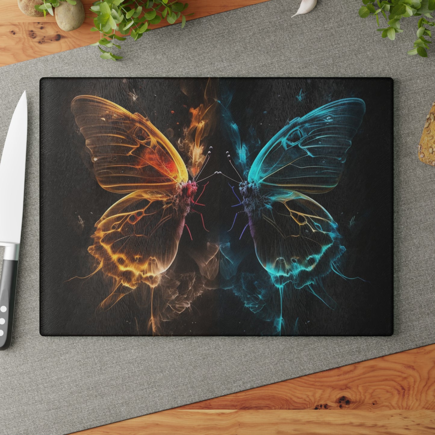 Glass Cutting Board Kiss Neon Butterfly 7