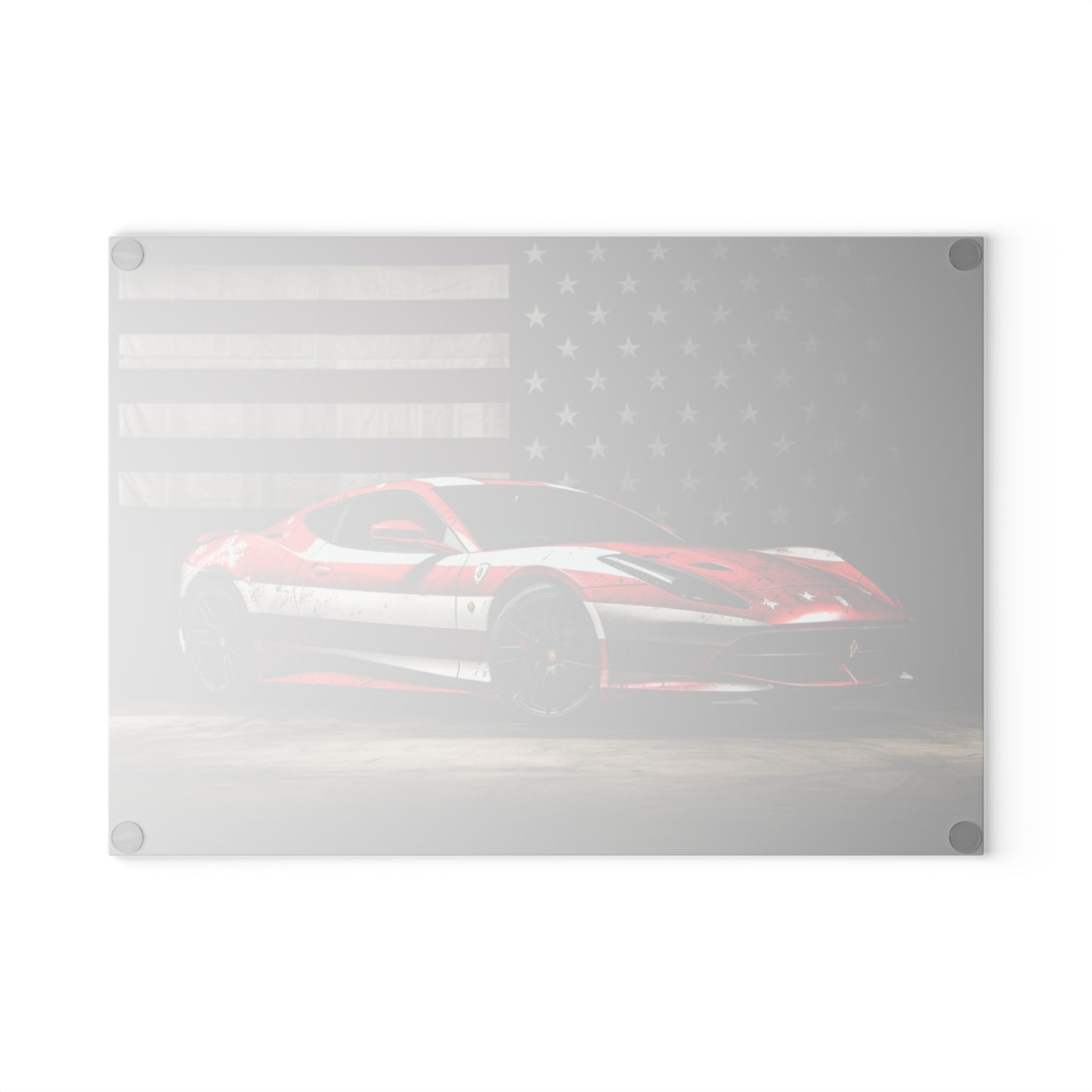 Glass Cutting Board American Flag Background Ferrari 1