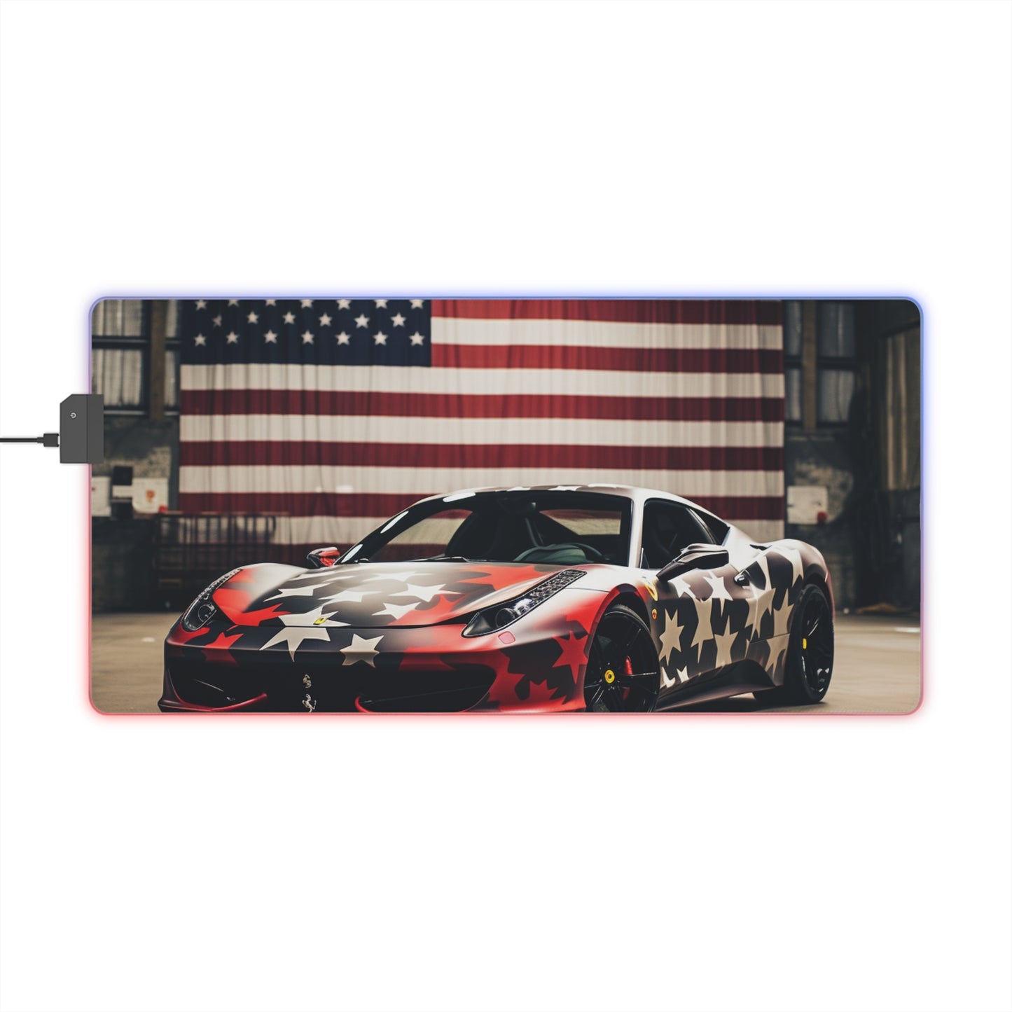 LED Gaming Mouse Pad American Flag Farrari 1