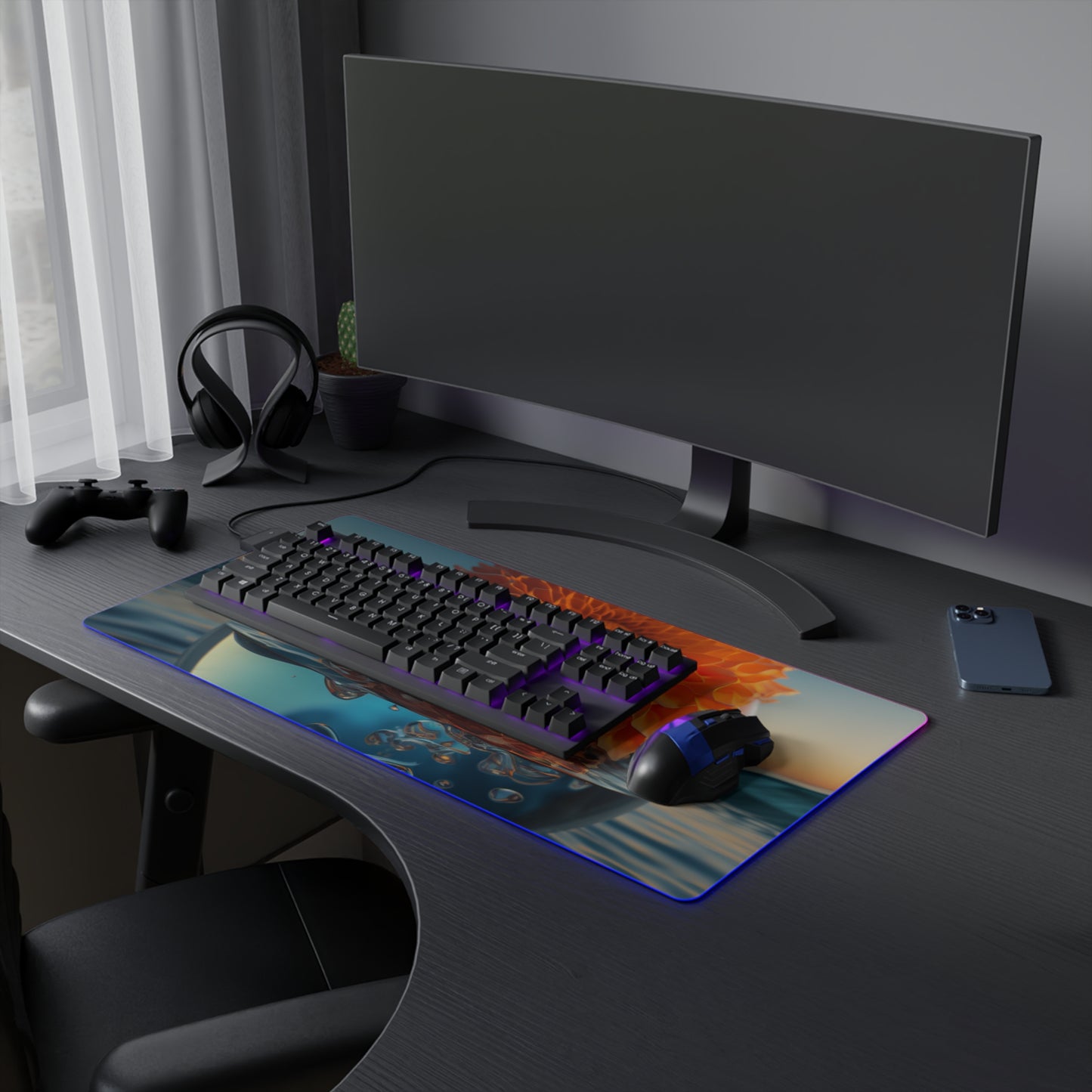 LED Gaming Mouse Pad Dahlia Orange 4