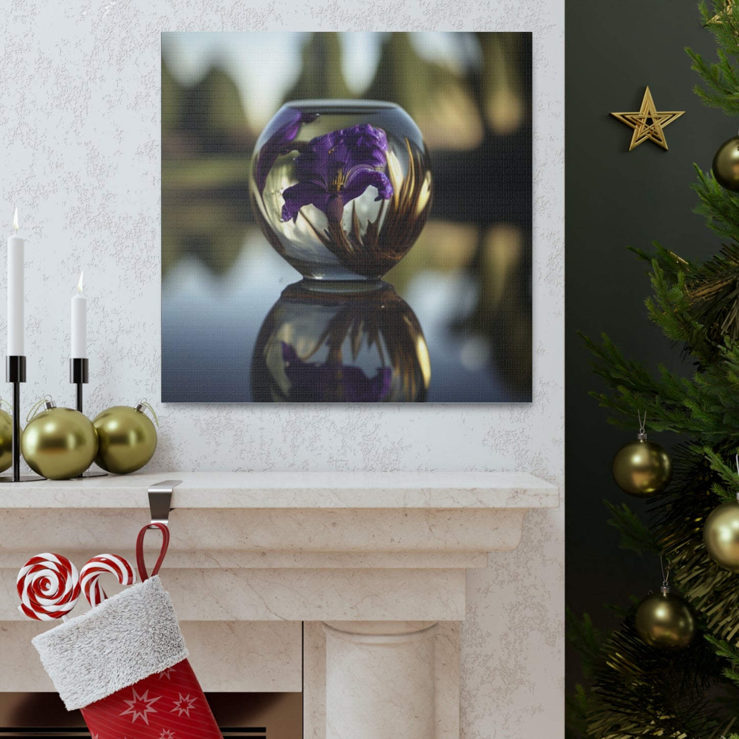 Canvas Gallery Wraps Purple Iris in a vase 2
